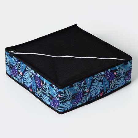 Organizer for storing linen “Tropics”, 4 cells, 29 × 29 × 10 cm, blue color-4
