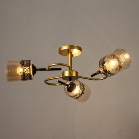 Marsy chandelier 3he27 40W black and gold 50x50x27 cm Bayerlux-2
