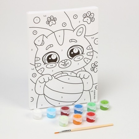 Picture on numbers for children "Kitten with paws", 21 x 15 cm-3