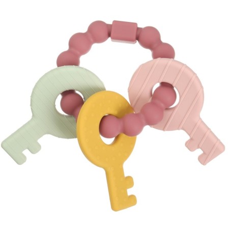 Silicone teether "keys", pink color, mum & baby-3