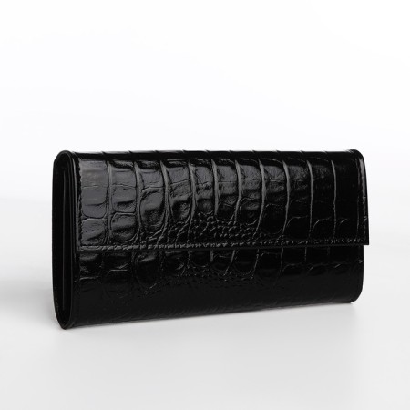 Women's wallet on the button, black color