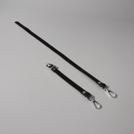 Genuine leather bag, adjustable, with carbines, 60 ± 2 cm × 1.2 cm, black/silver color-3