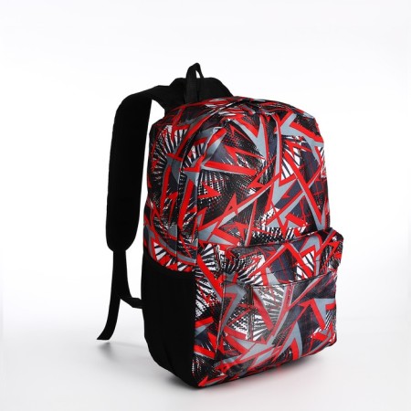 School backpack from textiles on lightning, 3 pockets, red-2