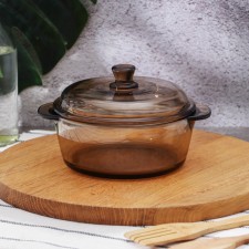 Glass loan with a “haze” lid, 1 l, brown color