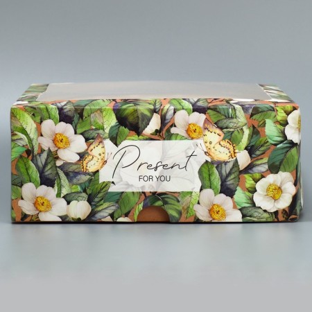 Box for cupcakes and gento-traps, confectionery packaging "Flower pattern", 25 x 25 x 10 cm-3