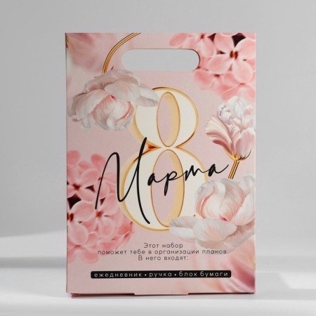 Gift set Diary, paper block and handle "March 8"-11