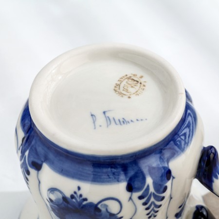 Sun mug, small, gzhel, porcelain, 9x7.5 cm-4
