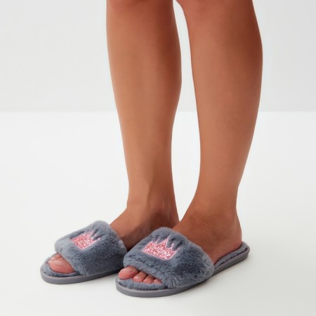 Women's slippers with an open nose size 40-41, the color is gray-5