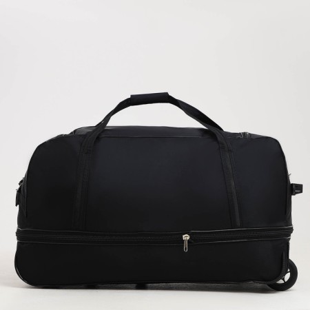 Road bag on wheels, a lightning department, with an increase, an outer pocket, a long belt, black color is black-1