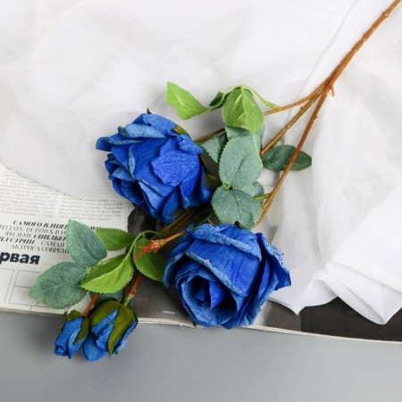 Artificial flowers "Rosa Solmus" d-7.5 cm 64 cm, blue
