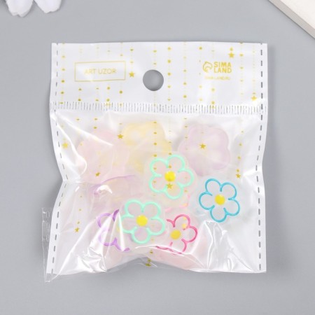 Busina Plastic "Flower with colored staging" matte mix 2x2x0.8 cm-3