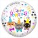 Foil ball 18 "Happy Birthday! Kotiki", Circle, in packaging