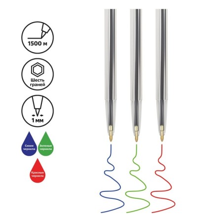 A set of ballpoint pens 3 colors "511", a node 1.0 mm, ink: blue, red, green, euro suspension-2