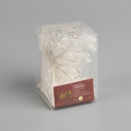 Garland “thread” 2 m dews with nozzles “snowflake”, ip20, silver thread, 20 LED, glow warm white, 2 modes, AAX2-4