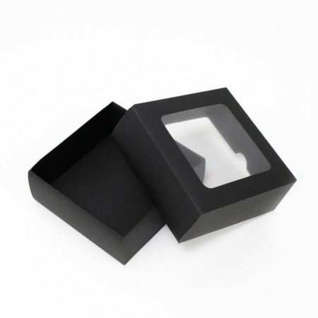 The box is folding, the lid is, with the window, black, 13 x 13 x 5 cm-2