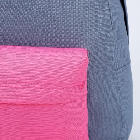 School textile school with a colored pocket, 30x39x12 cm, gray/pink color-3