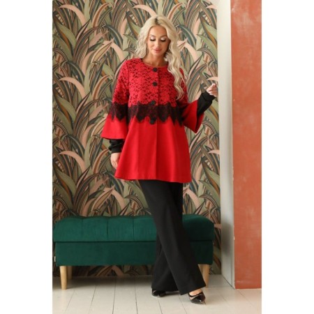 Female coat, size 48, red color-5