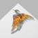 Brooch "Bird" Phoenix, white-yellow color in gold