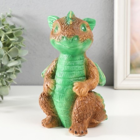 Piggy bank "Dragon" 18x10x10 cm, green-brown-4