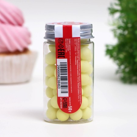 Sprinking confectionery "balls", 10 mm, green matte, 50 g-2