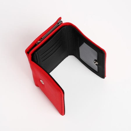 Women's wallet on the button, red color-3