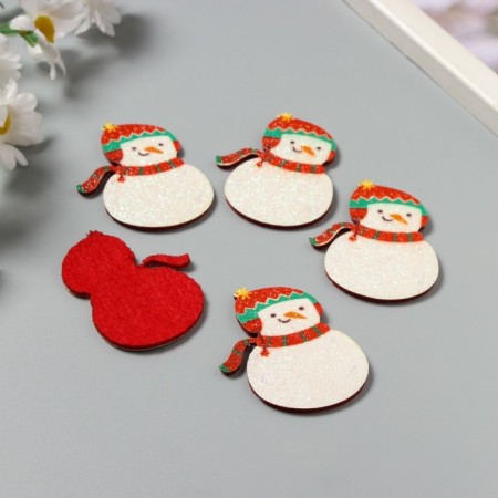 Decor for the creativity of the felt shine "Snowman" 6x5 cm-1