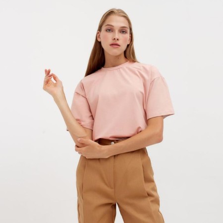 Women's T-shirt Minaku Oversize Fit: Beige color, river 42-3