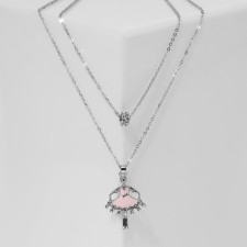 The pend of the “chain” is double, ballerina in a magnificent dress, white color in silver, 52 cm