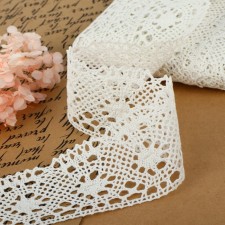 Knitted lace, 60 mm × 15 ± 1 m, fluid-white color