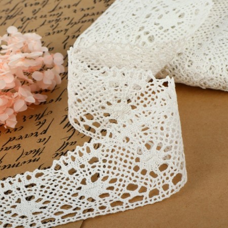 Knitted lace, 60 mm × 15 ± 1 m, fluid-white color