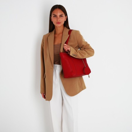 Bag Female Tout with zipper, red color-7