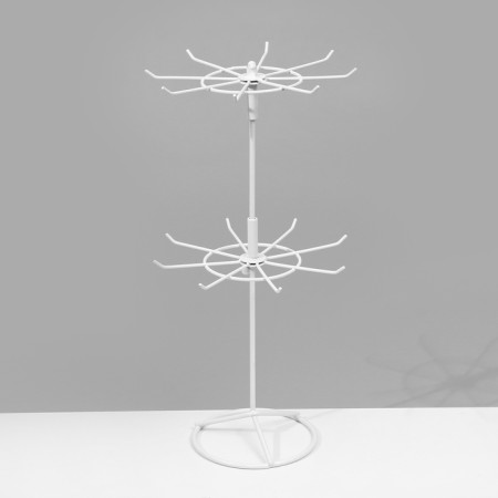 Turntable, 2 tiers of 6 hooks, 21.5 × 21.5 × 41 cm, white color-2