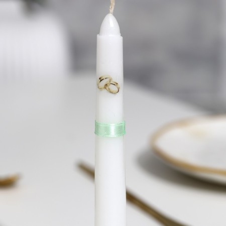 A set of wedding candles "Council and love with a rose" mint: parental 1.8x15cm, hearth 5x9.5cm-2