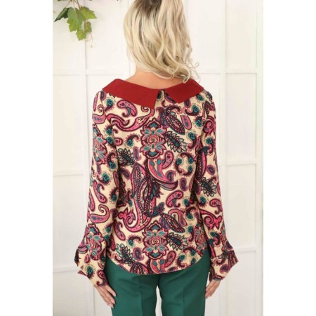 Female blouse, size 46, burgundy color-9