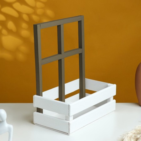 Wooden Kashpo 24 × 14 × 30 cm "Window flowerbed", with a pen, white brown giving beautifully-1