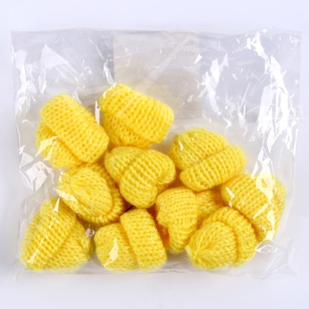 A knitting hat knitted, set 10 pcs., Yellow color, size 1 pc. - 3 × 4 cm-3