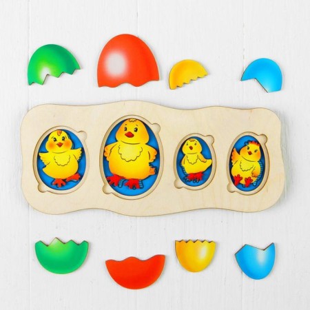Developing puzzle "chickens-slate", the drawing is glued-1