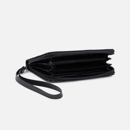 Women's wallet on a zipper, with a pen, with a pen, black color-2