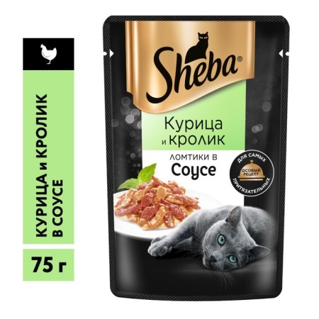 SHEBA wet food for cats, chicken and rabbit of slices, spider, 75 g