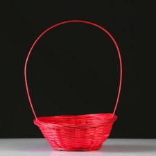 Wicker basket, bamboo, d19xh5 cm, red