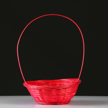 Wicker basket, bamboo, d19xh5 cm, red