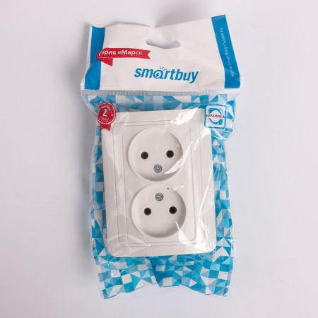 Smartbuy "Mars" socket, double, 10 A, without grounding, white-2