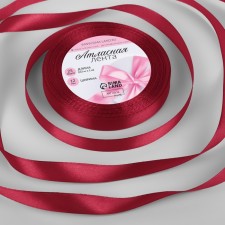 Satin tape, 12 mm × 23 ± 1 m, deep red color No. 33
