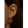 Earrings Assorted "hearts" pixels, red-black color in gold