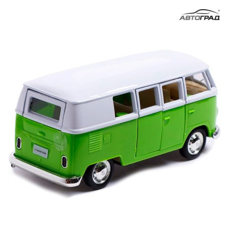 Metal Metal Volkswagen Transporter T1, 1:32, doors, inertia, green color open-4