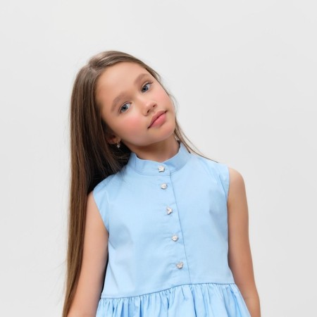 Платье для девочки MINAKU: Cotton collection цвет голубой, р-р 122-4