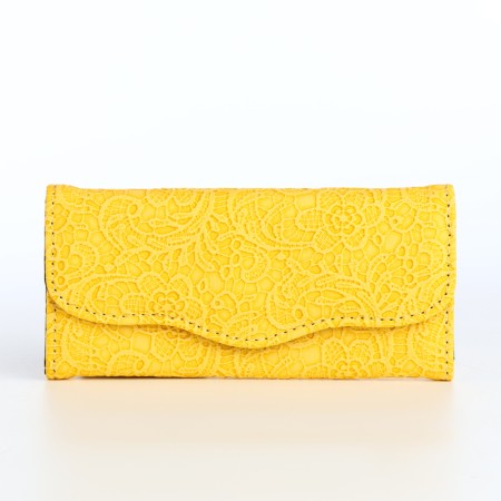 Women's wallet on magnet, yellow color-1