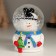Souvenir Polystone Water Ball Light "Snowman with a Christmas tree in the helmet-bunch" 6.5x6.7x9.5 cm