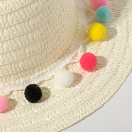 Hat with bombs for Minaku girl, size 50, white color-4