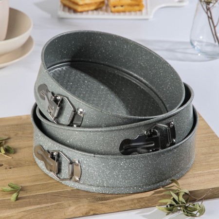 A set of baking forms “Elin marble. Circle ”, D = 22/24/26 cm, removable bottom, anti -stick coating, gray color